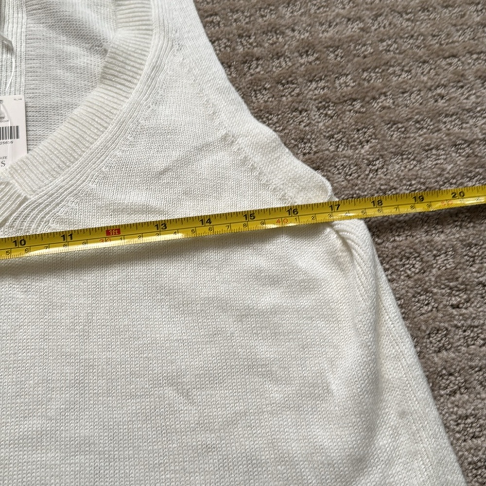 NWT Anthropologie White Knit V-Neck Tank Top High Low Hem Size S - Picture 5 of 6